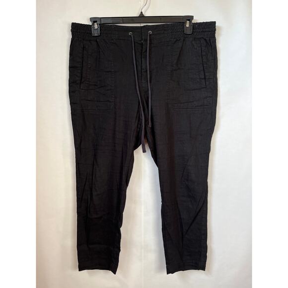 Lou & Grey Black Linen & Viscose Blend Pull On Drawstring Waist Pants Size Large - Picture 1 of 7